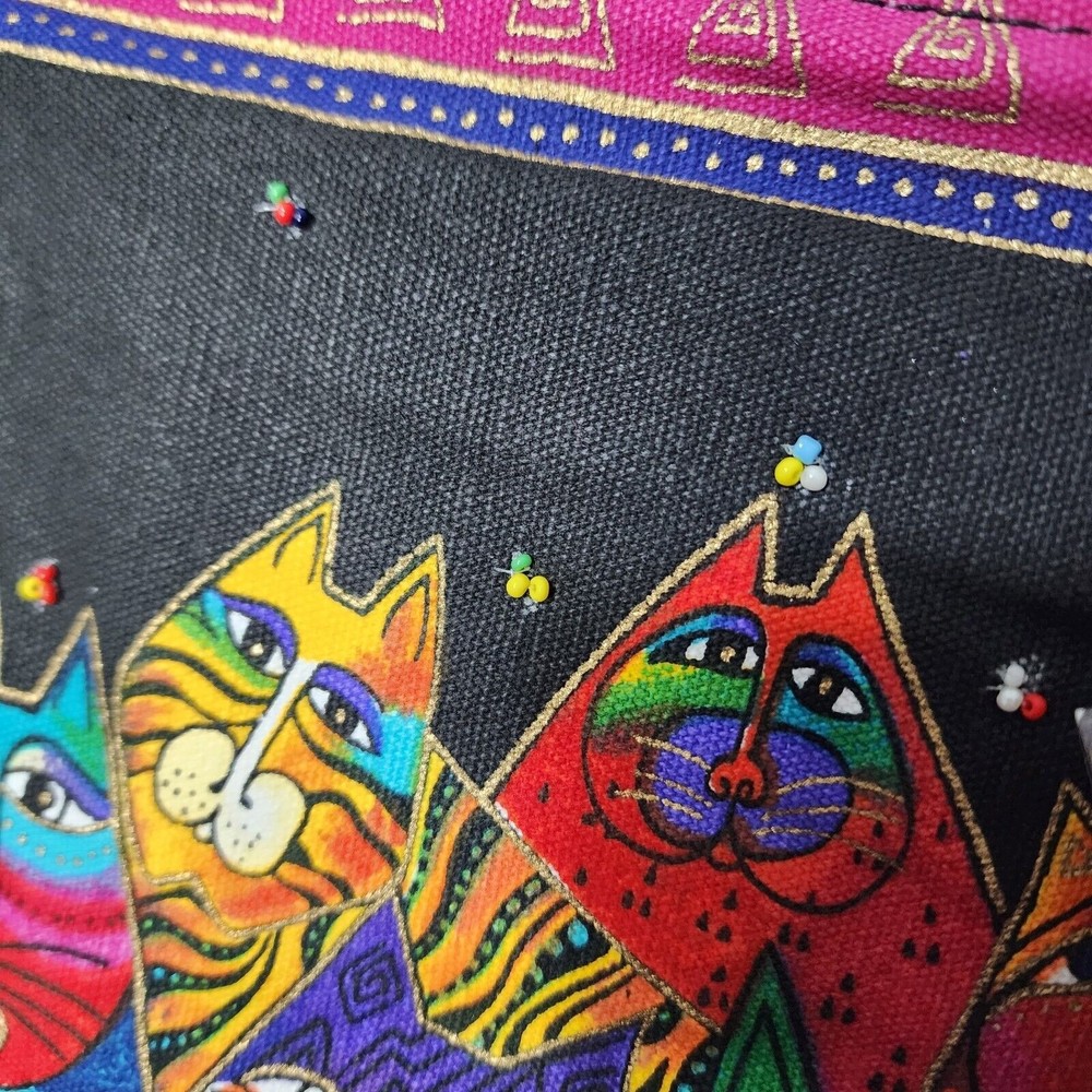 Laurel Burch Bag Cat Fantasticats Large Beach Travel Tote Big Colorful - Picture 6 of 10